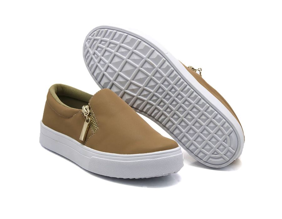 Tênis Slip On Zíper Lateral Dk Shoes Caramelo