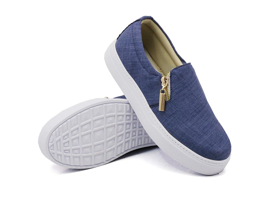 Tênis Slip On Zíper Lateral Dk Shoes Jeans Claro