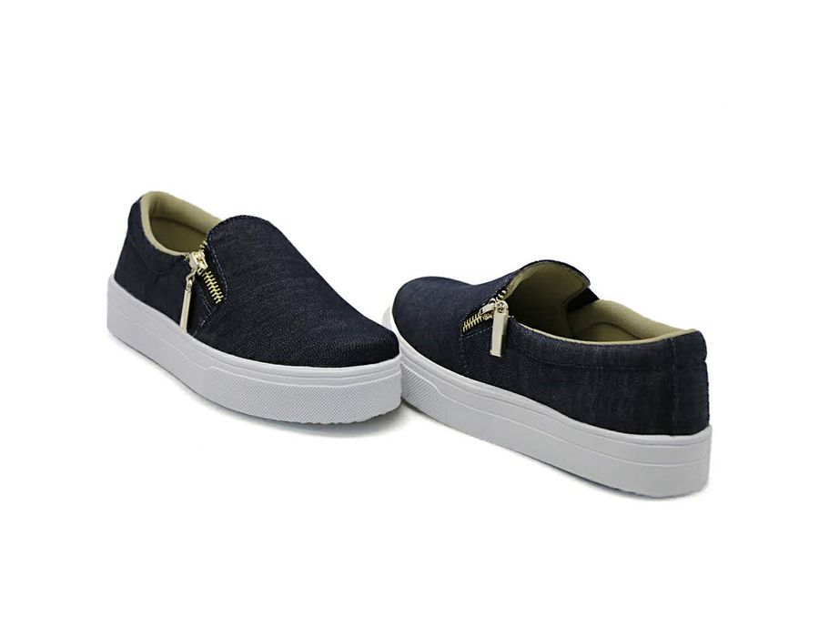 Tênis Slip On Zíper Lateral Dk Shoes Jeans Escuro
