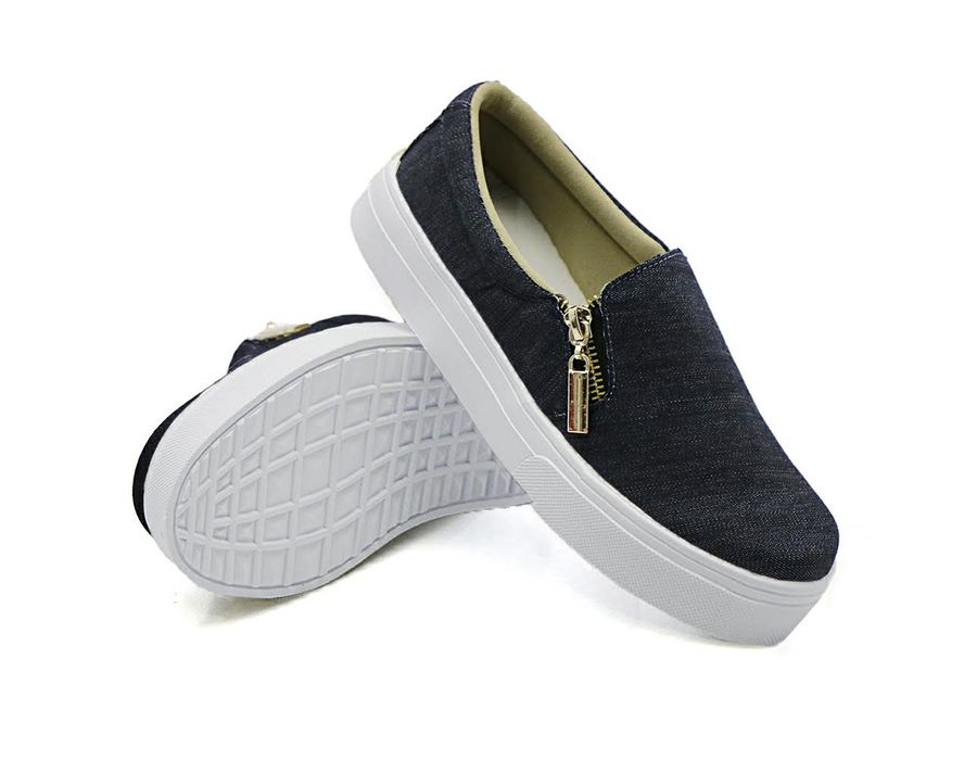 Tênis Slip On Zíper Lateral Dk Shoes Jeans Escuro