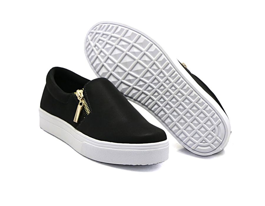Tênis Slip On Zíper Lateral Dk Shoes Preto
