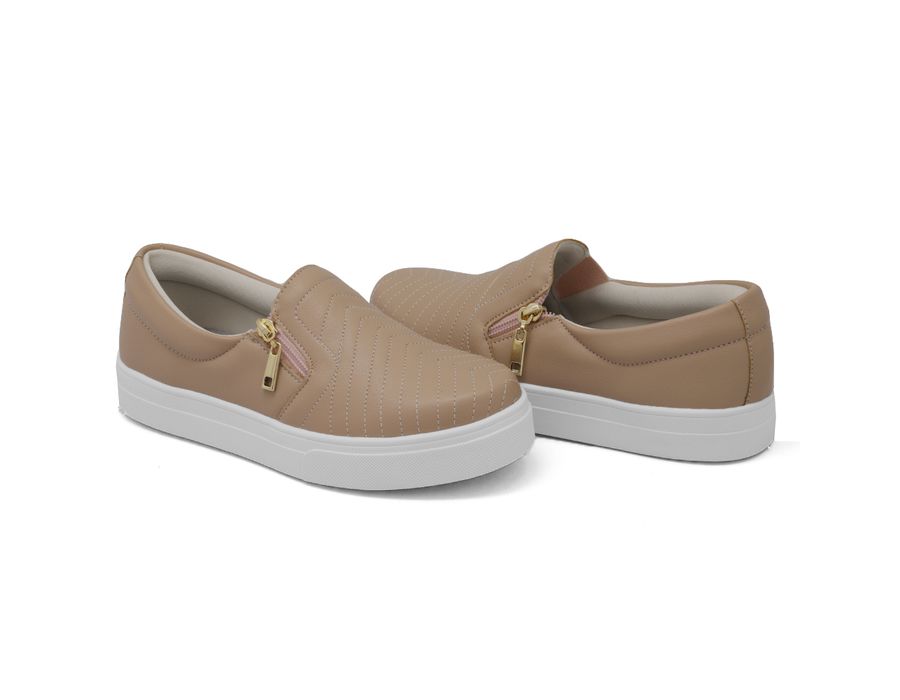 Tênis Slip On Zíper Iate Costura Frontal Dk Shoes Rose