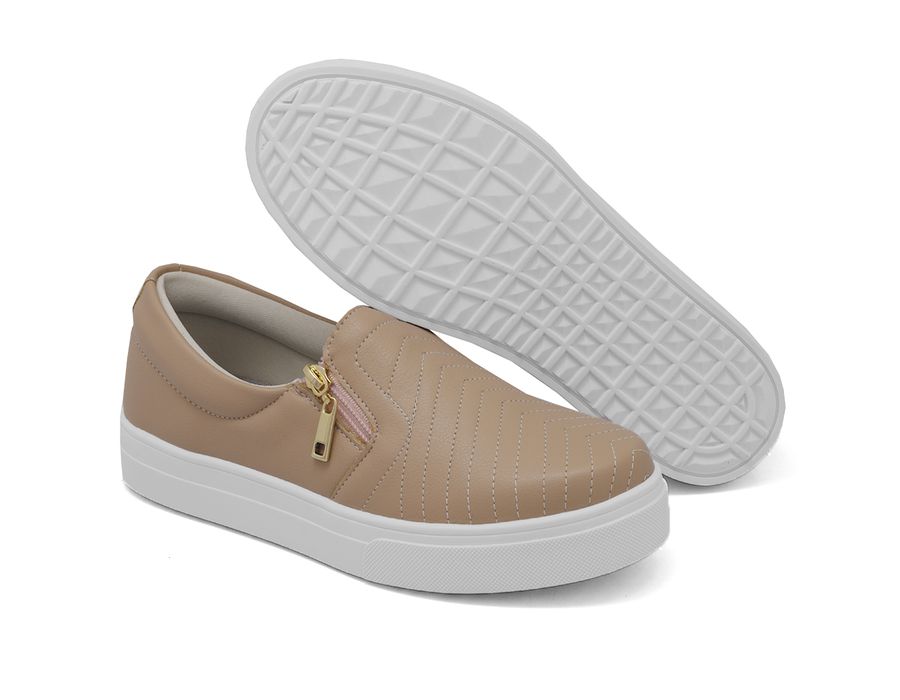 Tênis Slip On Zíper Iate Costura Frontal Dk Shoes Rose
