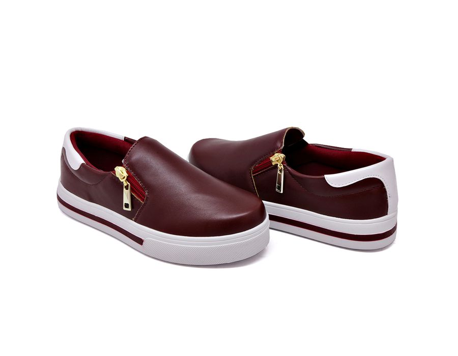 Tênis Feminino Slip On Dk Shoes Zíper Lateral Duas Cores