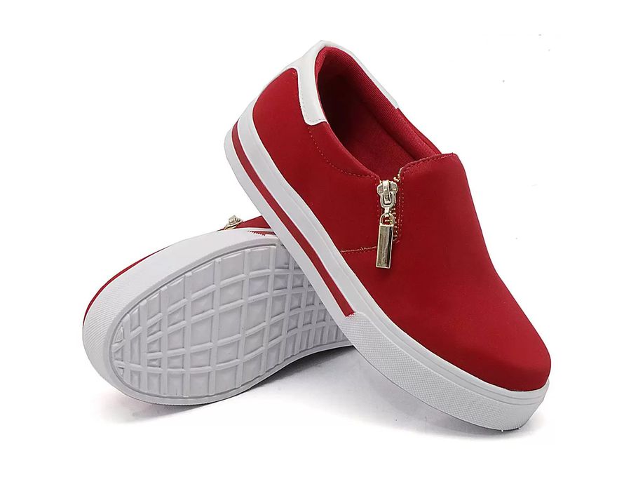 Tênis Feminino Slip On Dk Shoes Zíper Lateral Duas Cores