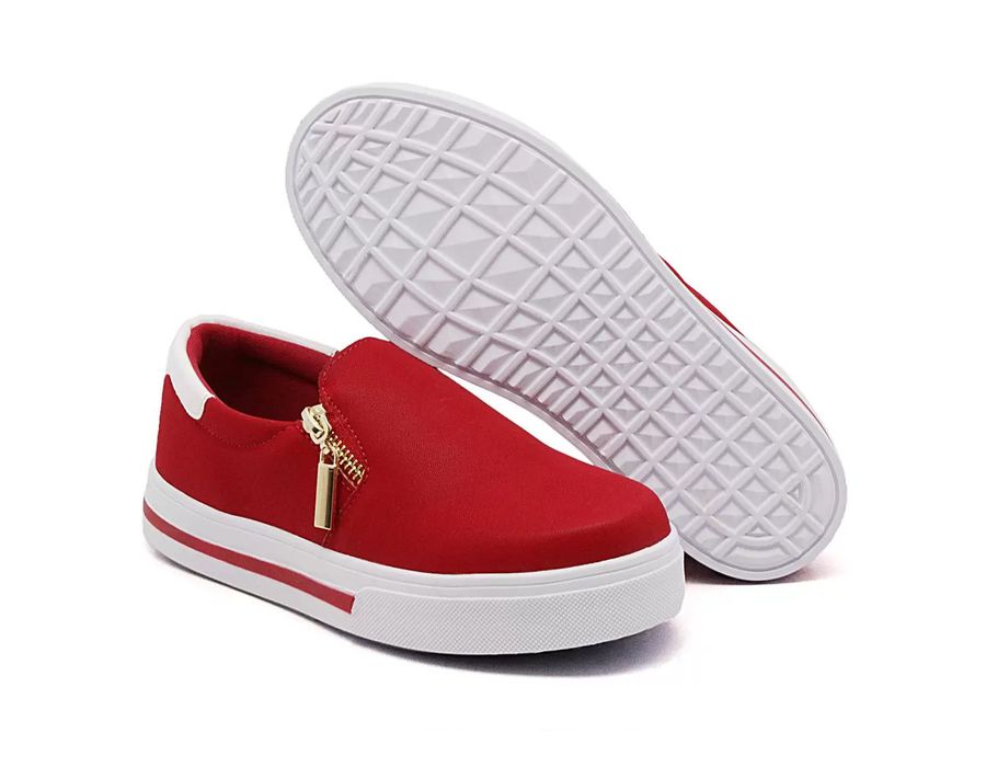 Tênis Feminino Slip On Dk Shoes Zíper Lateral Duas Cores