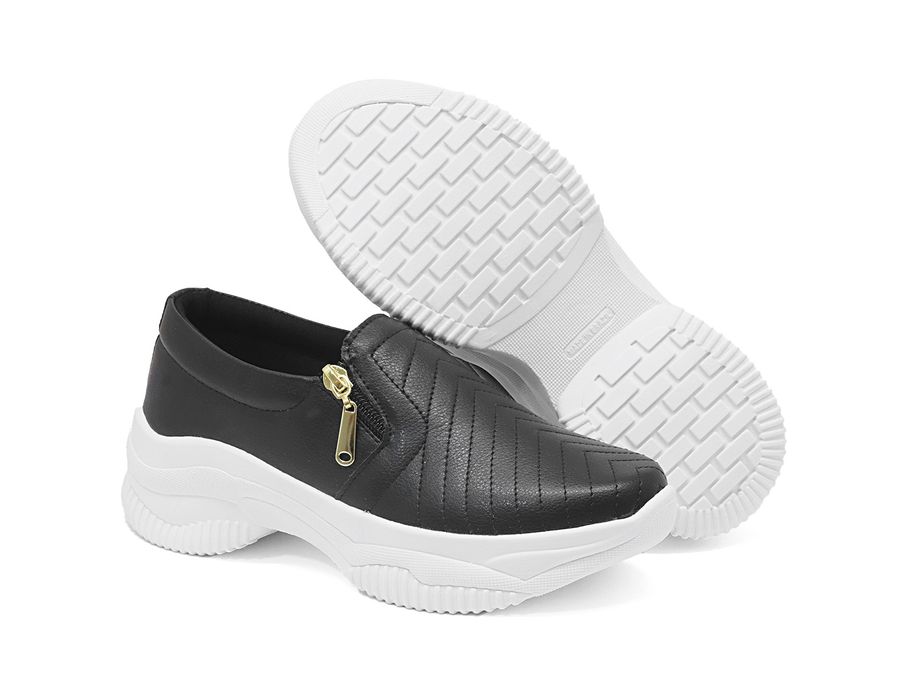 Tênis Casual Chunky com Zíper DK Shoes Preto