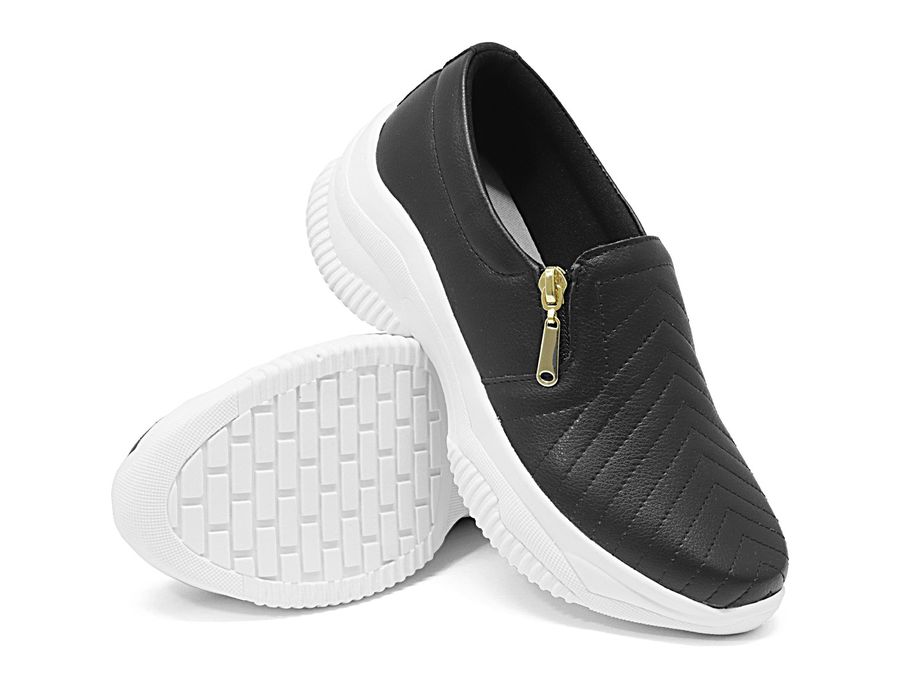 Tênis Casual Chunky com Zíper DK Shoes Preto