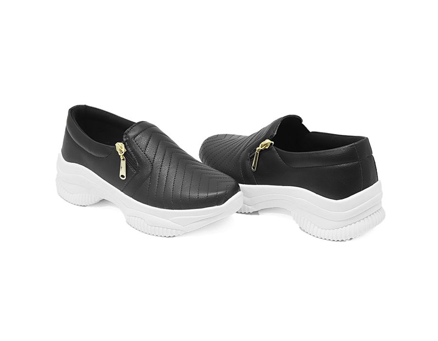 Tênis Casual Chunky com Zíper DK Shoes Preto