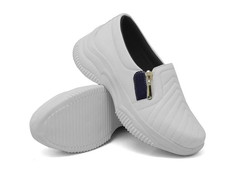 Tênis Chunky Casual Dkshoes Costura Frontal Branco detalhe Jeans Escuro