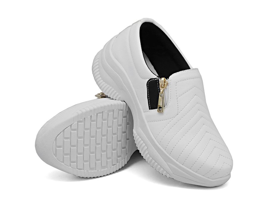 Tênis Chunky Casual Dkshoes Costura Frontal Branco detalhe Preto