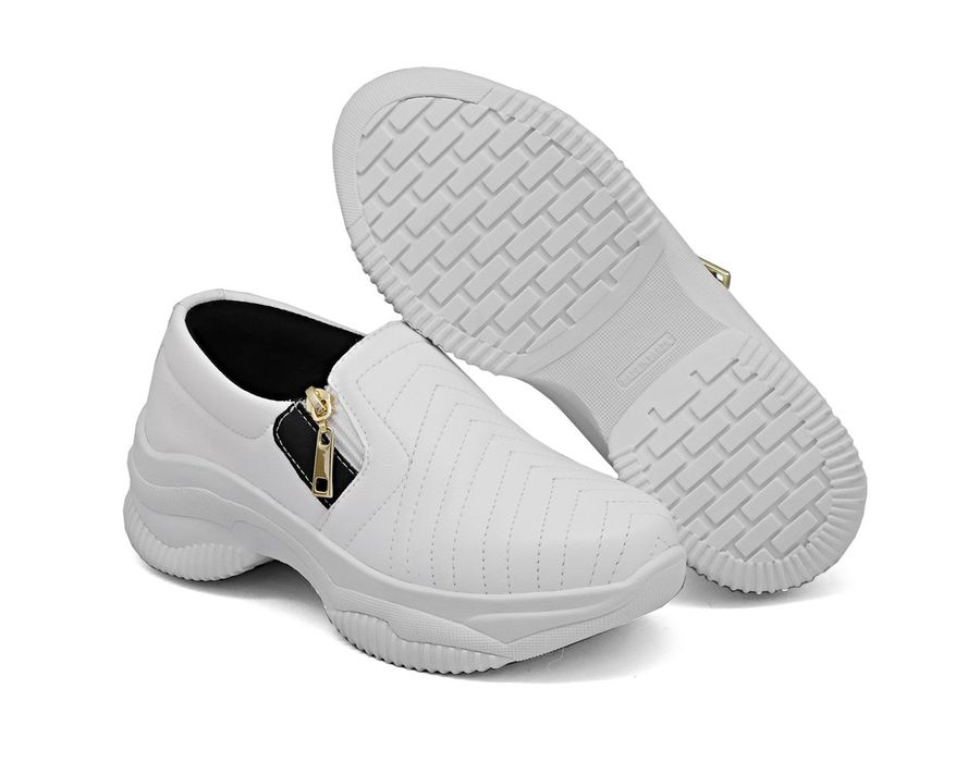 Tênis Chunky Casual Dkshoes Costura Frontal Branco detalhe Preto