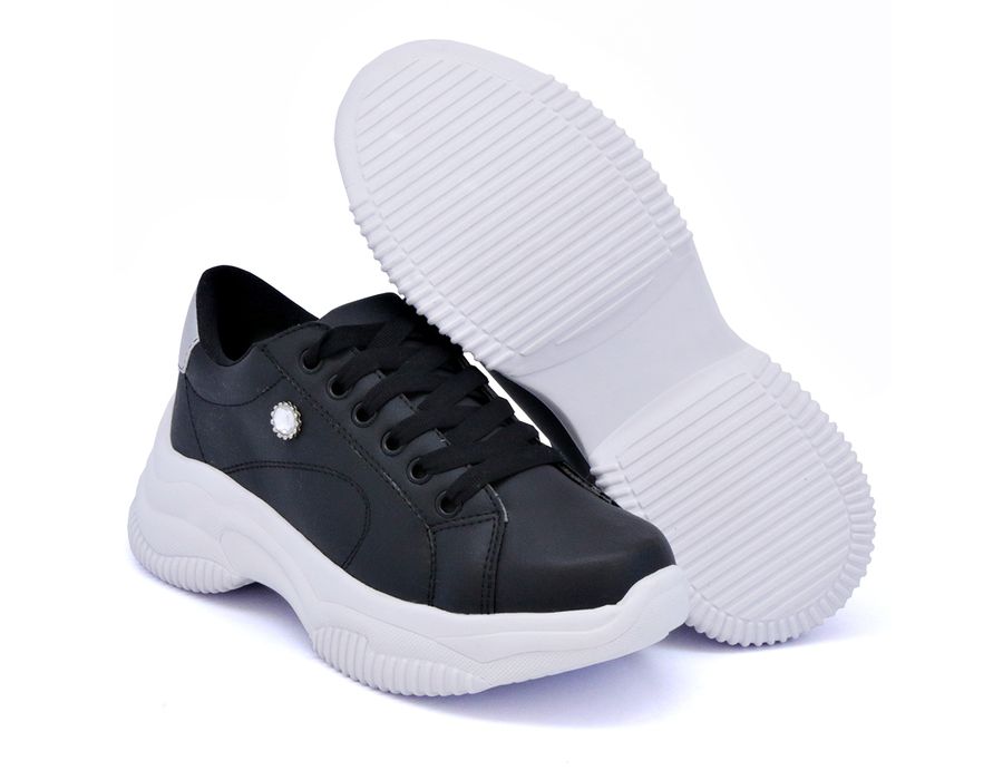 Tênis Casual Strass Feminino Chunky Dk Shoes Preto