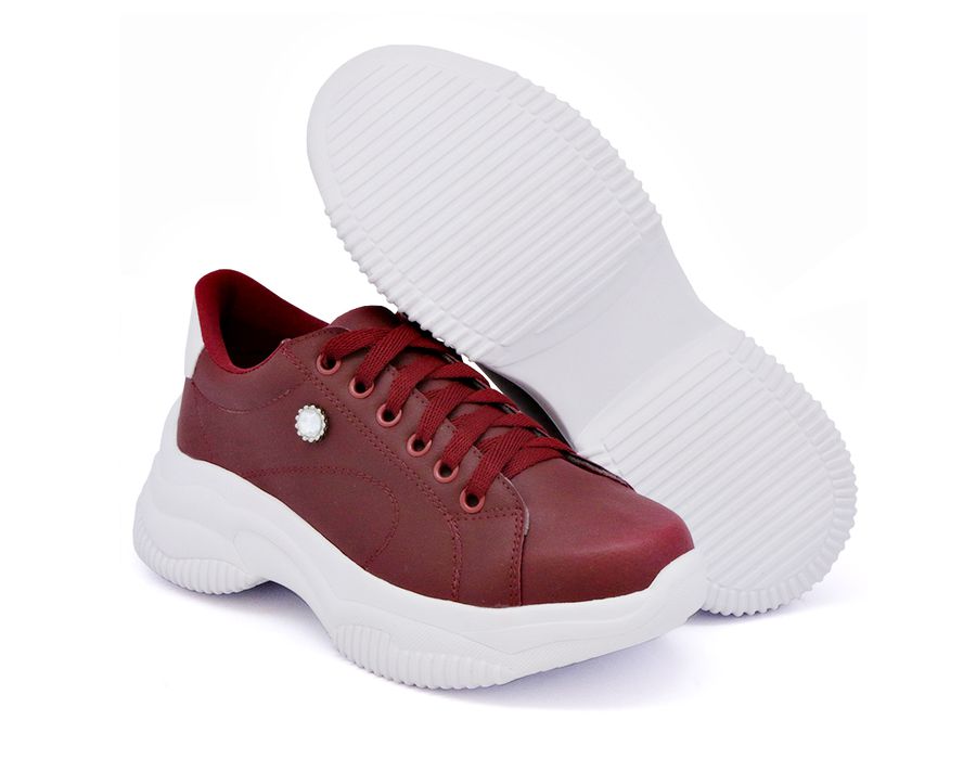 Tênis Casual Strass Feminino Chunky Dk Shoes Bordo