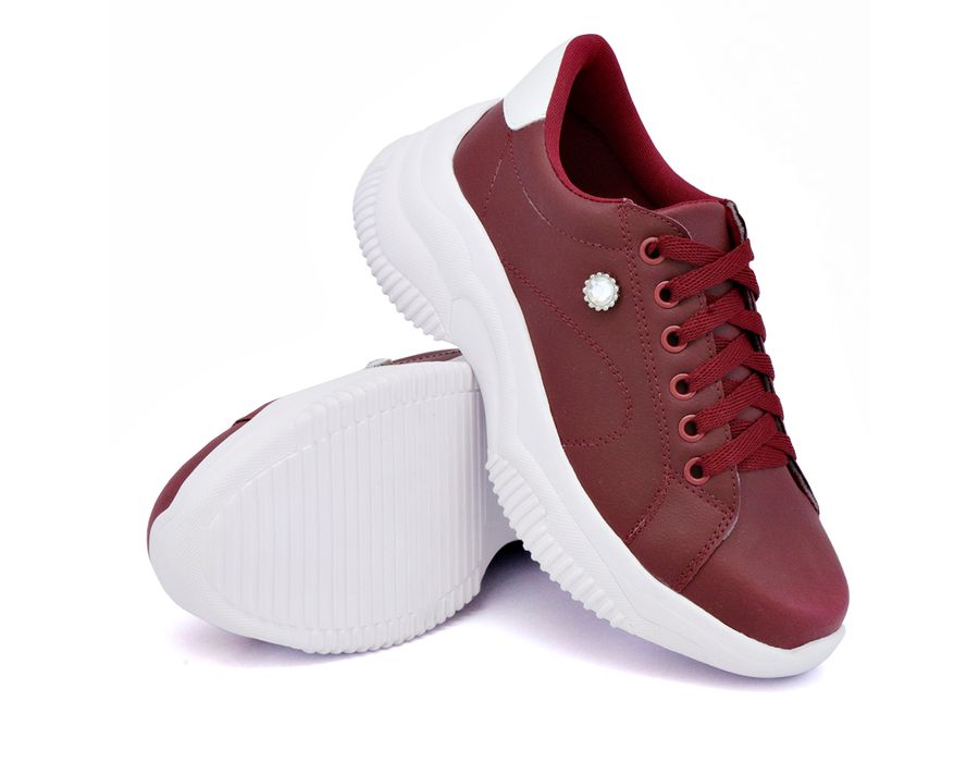 Tênis Casual Strass Feminino Chunky Dk Shoes Bordo