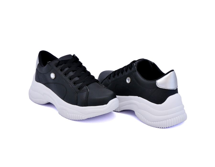 Tênis Casual Strass Feminino Chunky Dk Shoes Preto