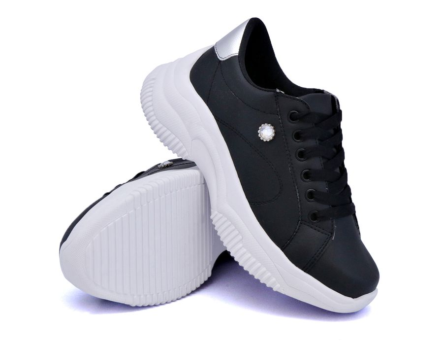Tênis Casual Strass Feminino Chunky Dk Shoes Preto