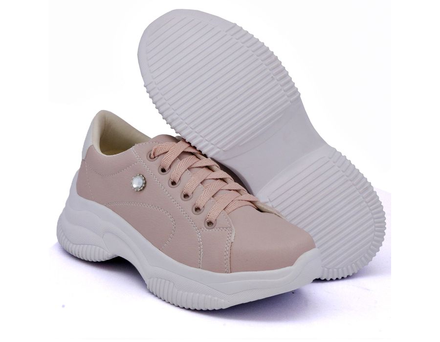 Tênis Casual Strass Feminino Chunky Dk Shoes Rose