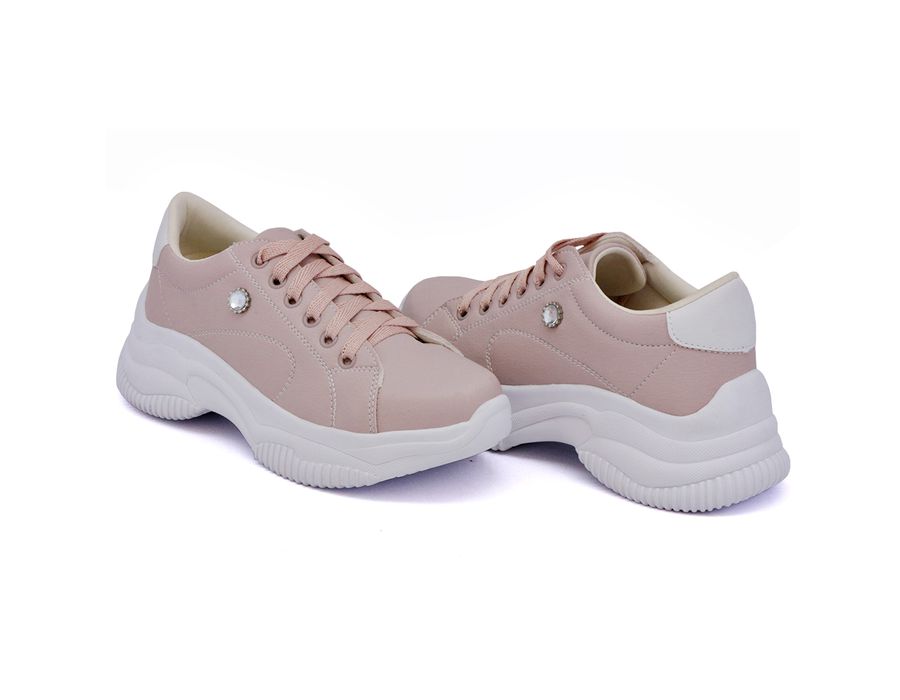 Tênis Casual Strass Feminino Chunky Dk Shoes Rose