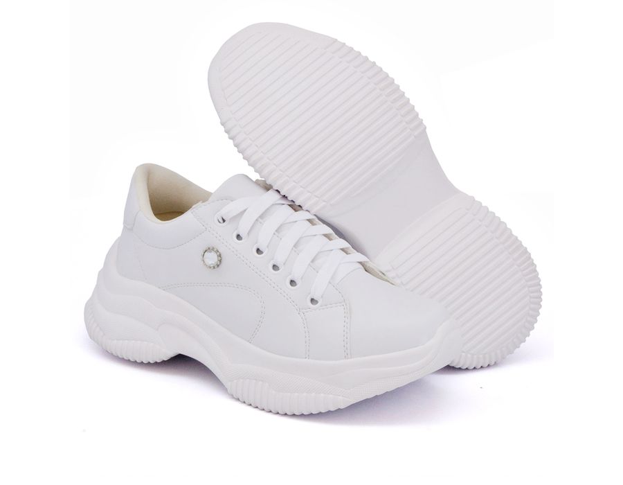 Tênis Casual Strass Feminino Chunky Dk Shoes Branco