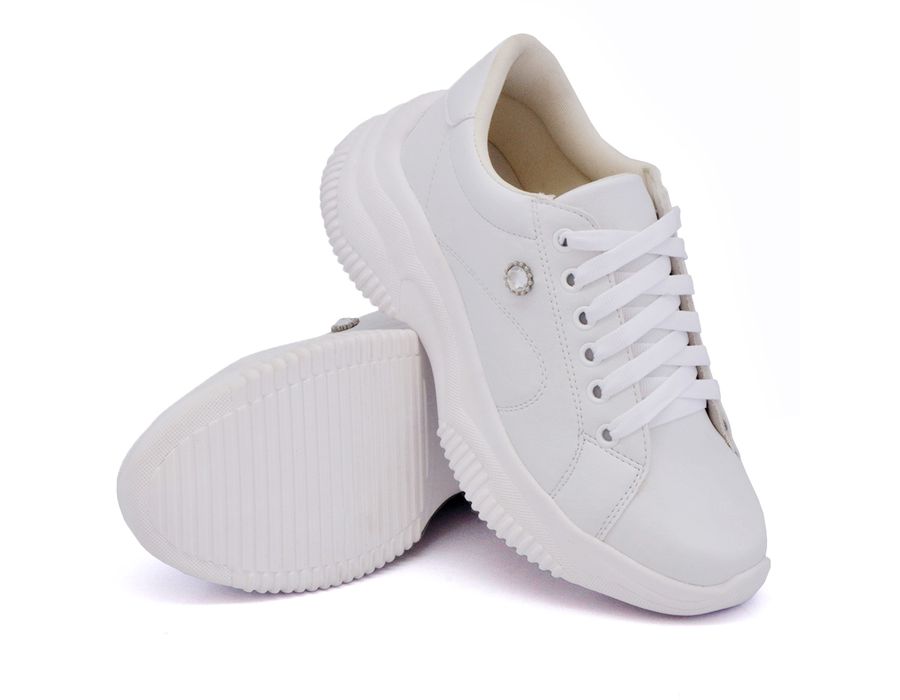 Tênis Casual Strass Feminino Chunky Dk Shoes Branco