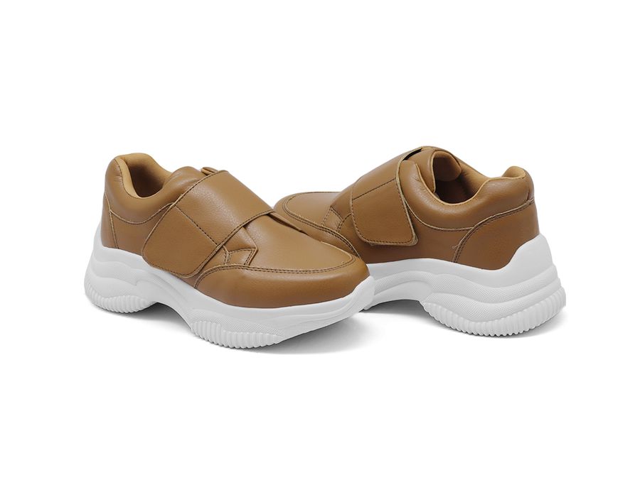 Tênis Chunky Casual Dk shoes Tira Auto Colante Caramelo