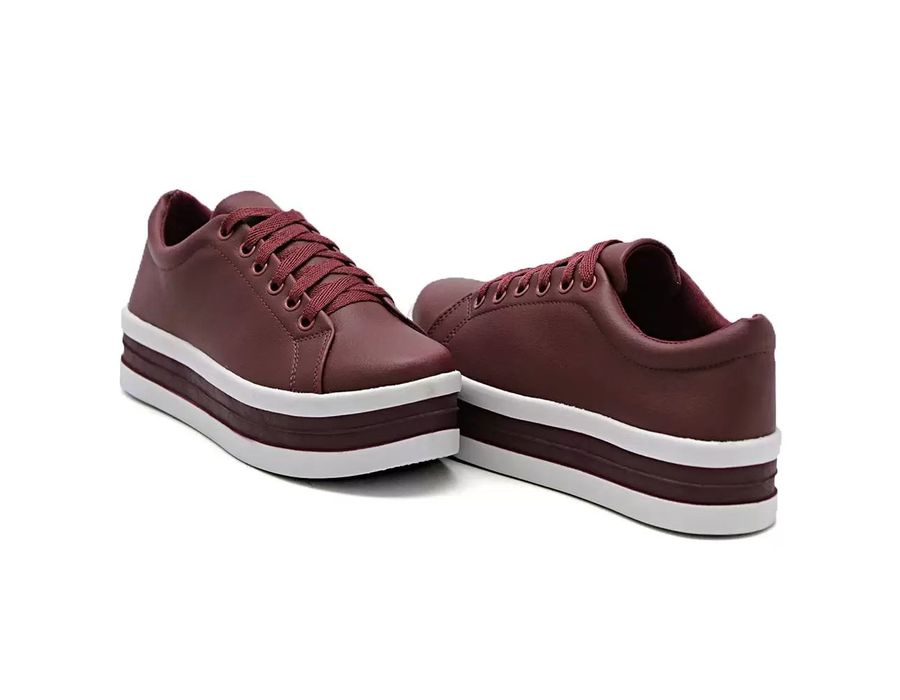 Tênis Cadarços Dk Shoes Siena Flat Form Bordo