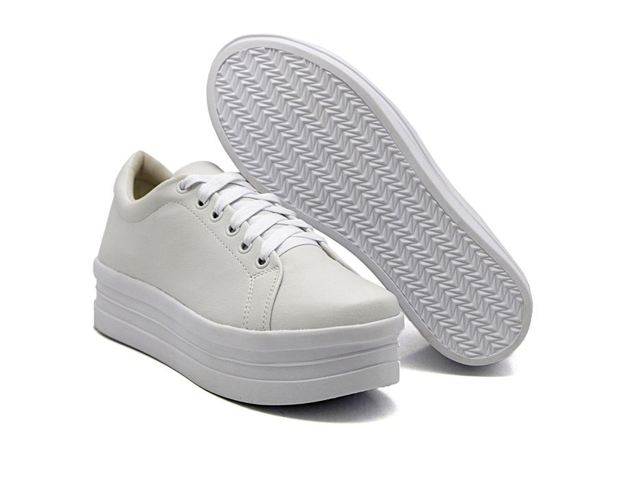 Tênis Cadarços Dk Shoes Siena Flat Form Branco