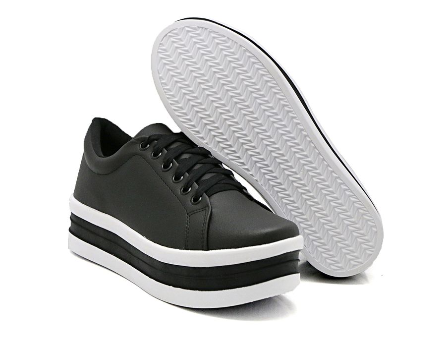 Tênis Cadarços Dk Shoes Siena Flat Form Preto