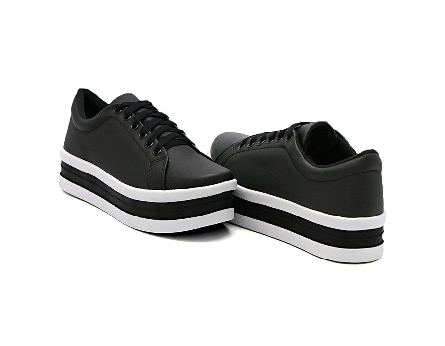 Tênis Cadarços Dk Shoes Siena Flat Form Preto