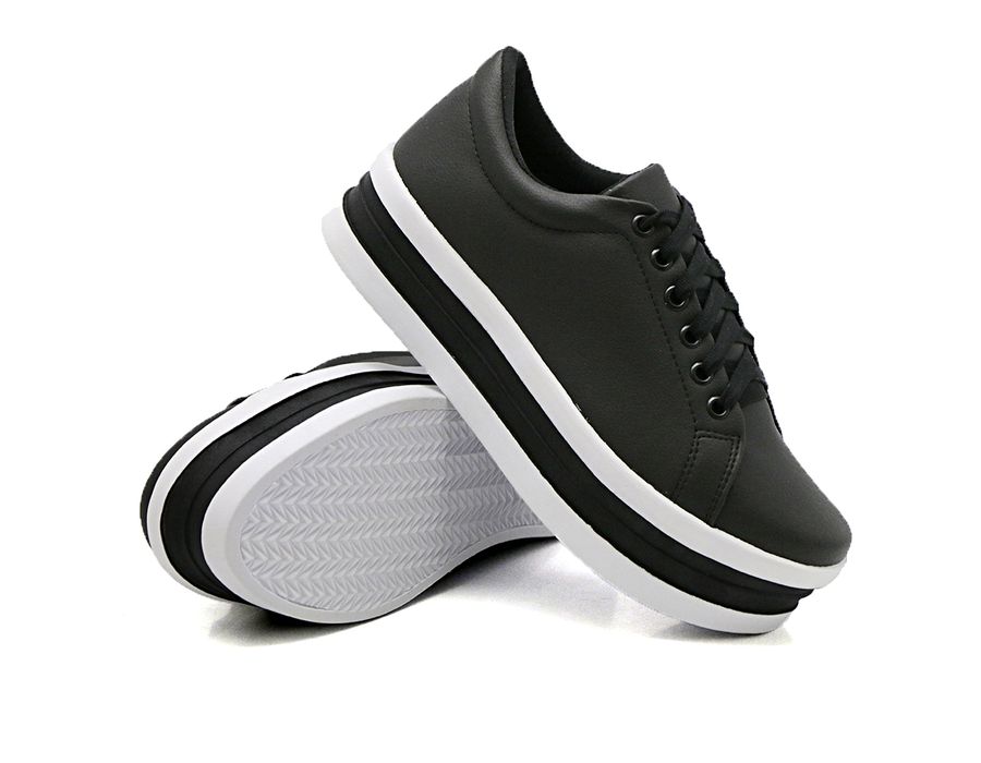 Tênis Cadarços Dk Shoes Siena Flat Form Preto