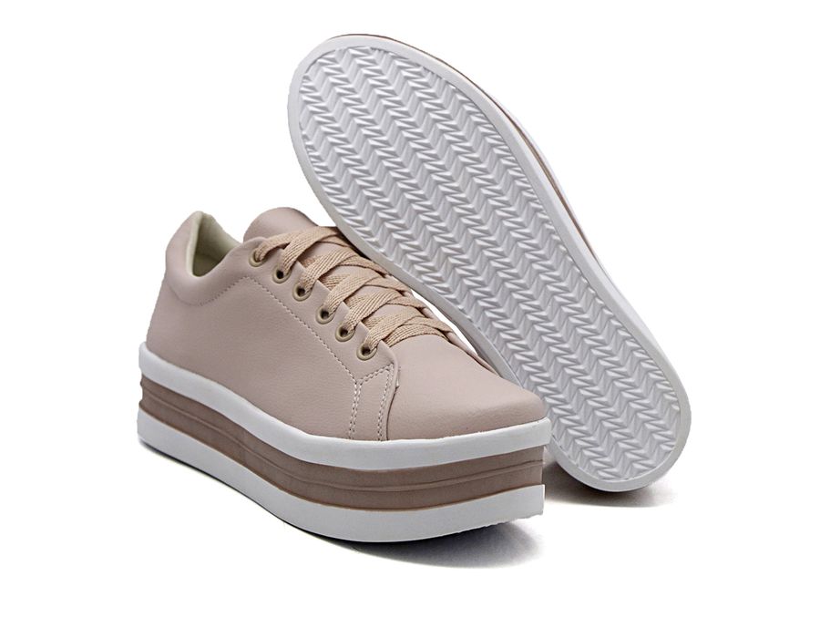 Tênis Cadarços Dk Shoes Siena Flat Form Rosê
