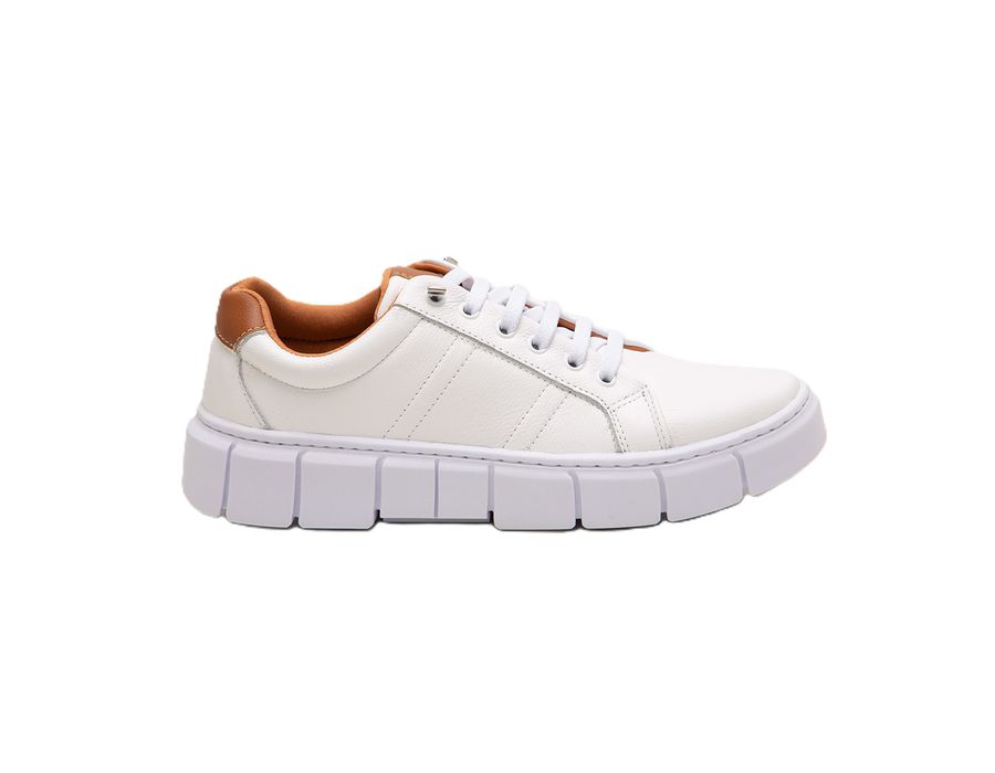 Tênis Casual Masculino Couro Legítimo Camurcina Confortável Palmilha EVA Branco