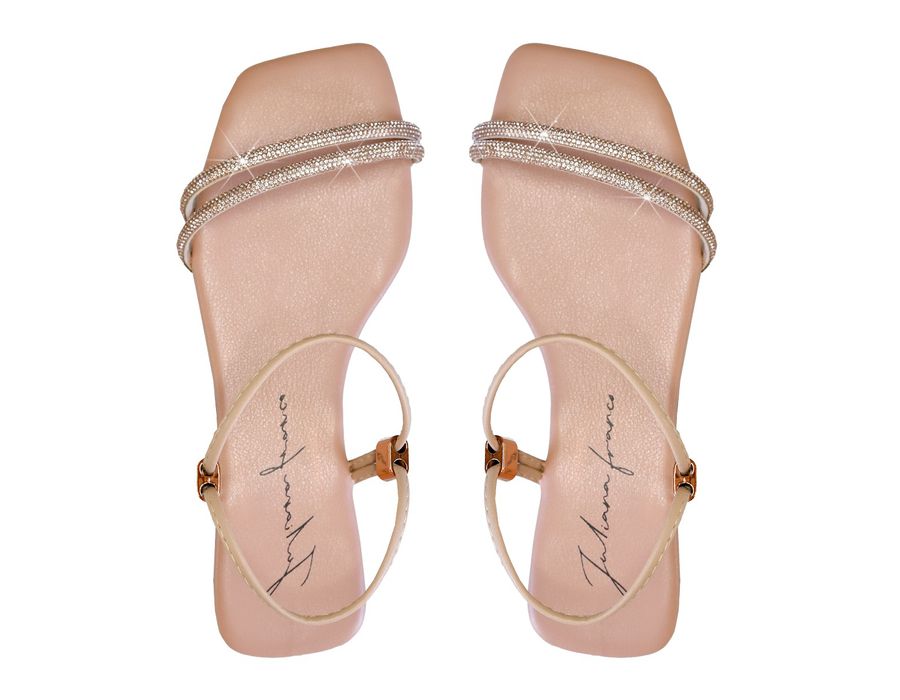 Sandália Rasteira Feminina Casual com Duas Tiras Delicadas Nude