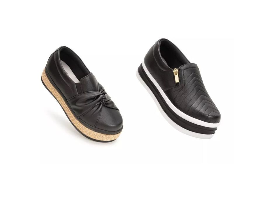 Kit 2 Pares Tênis Dk Nó Frontal e Zíper cost Plataforma