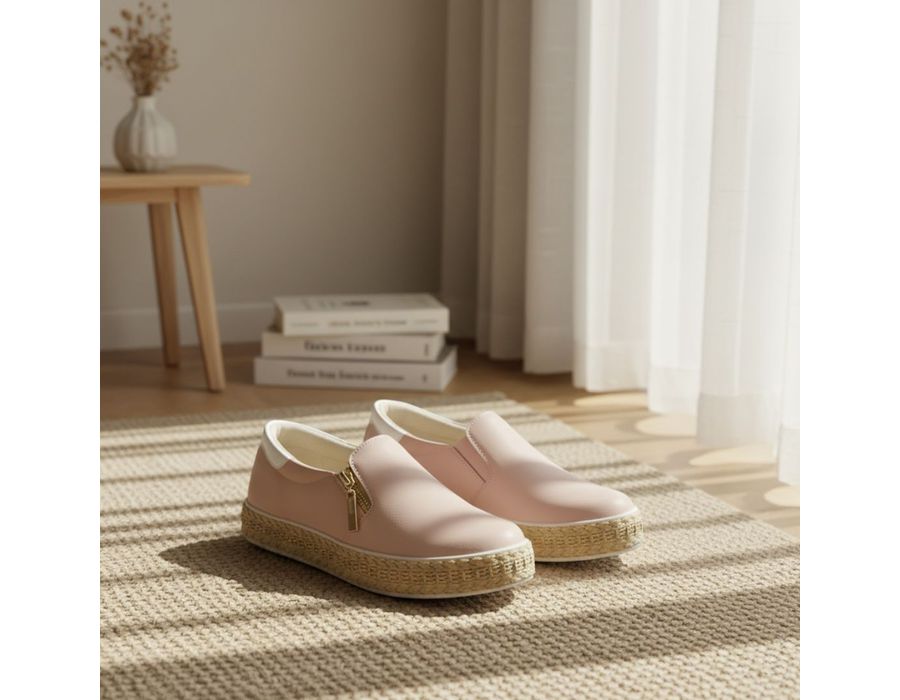 Tênis Feminino Slip On Zíper Pietra Corda Dk Shoes Rose