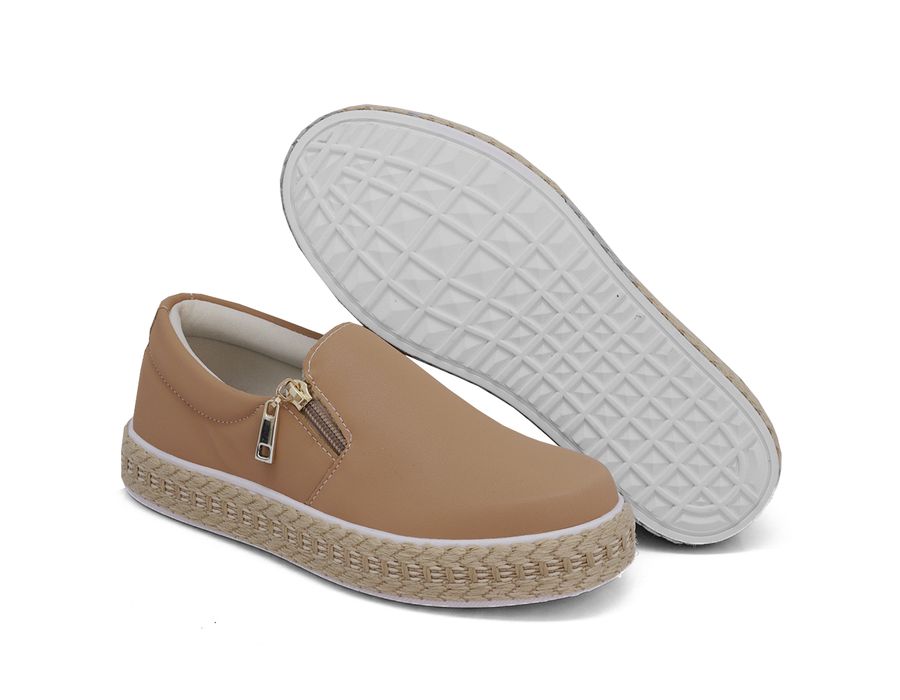 Tênis Slip On Zíper Detalhe Corda Dk Chocolate