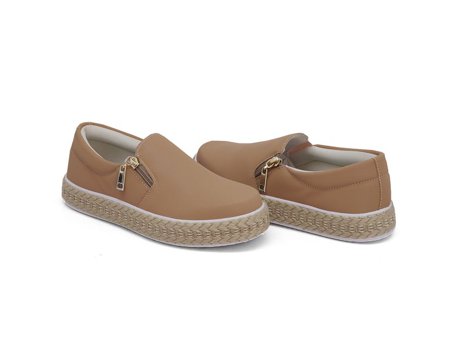 Tênis Slip On Zíper Detalhe Corda Dk Chocolate