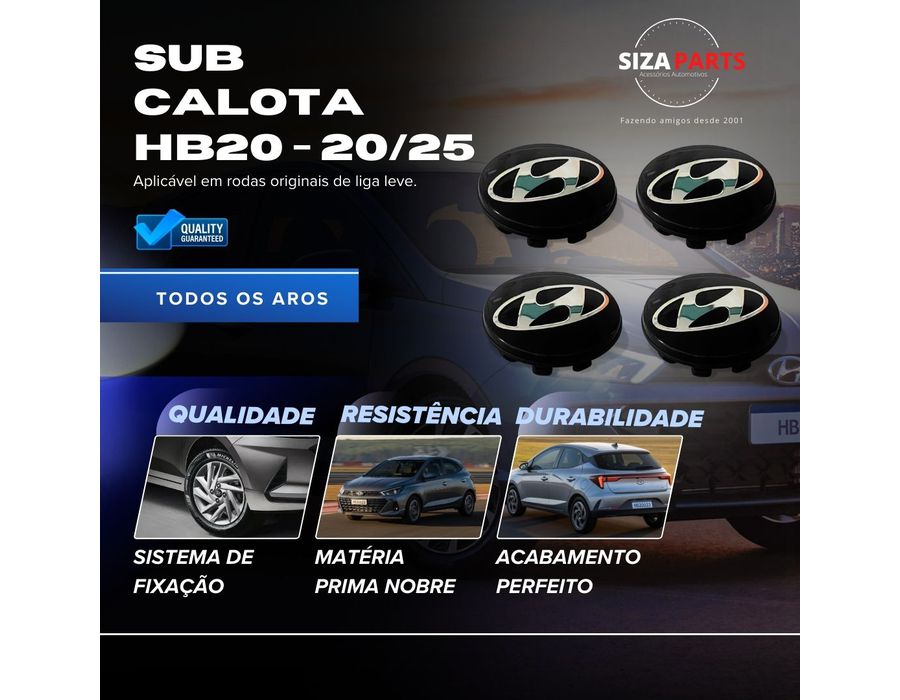Kit 4 Calotinhas HB20 2020 a 2024 – Encaixe Perfeito nas Rodas Originais Hyundai