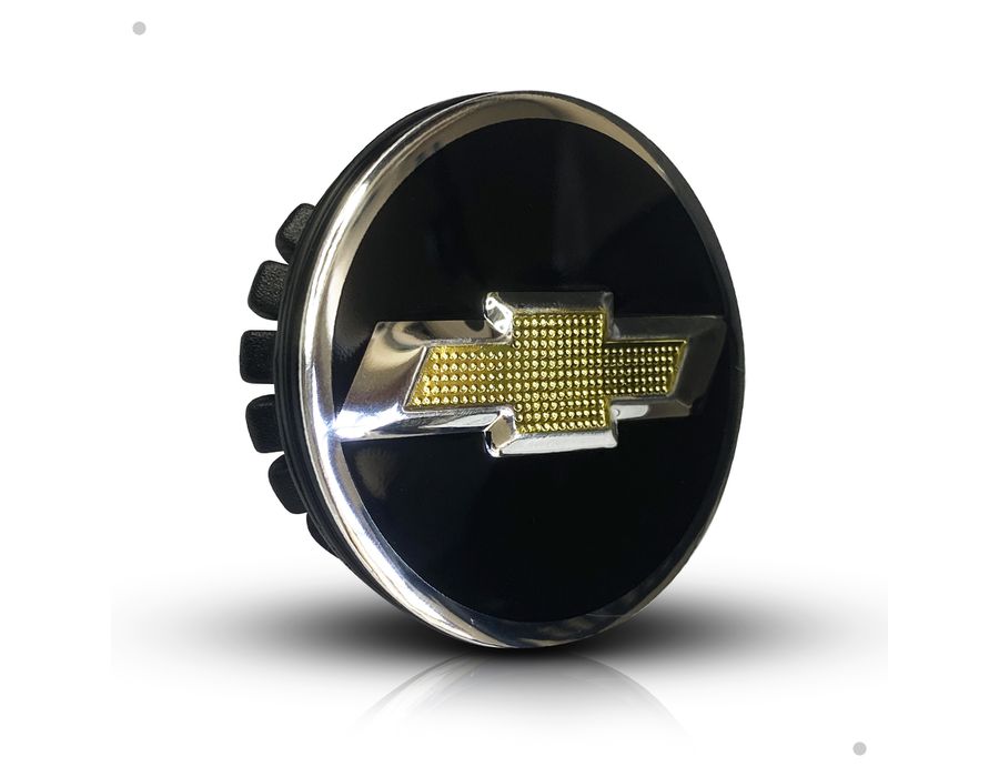 Kit 4 Calotinhas Miolo Centro Roda GM Cruze/Sonic/Tracker Preto com Emblema Dourado