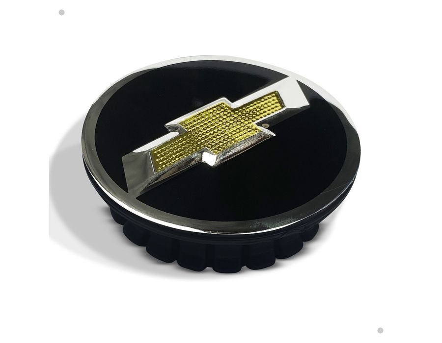 Kit 4 Calotinhas Miolo Centro Roda GM Cruze/Sonic/Tracker Preto com Emblema Dourado