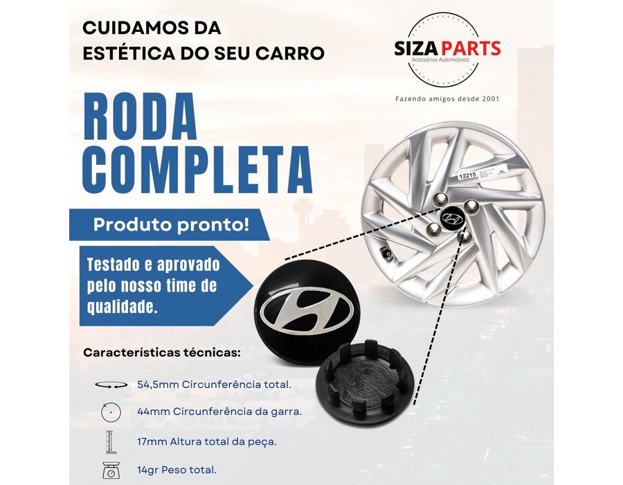Kit 4 Calotinhas HB20 2020 a 2024 – Encaixe Perfeito nas Rodas Originais Hyundai