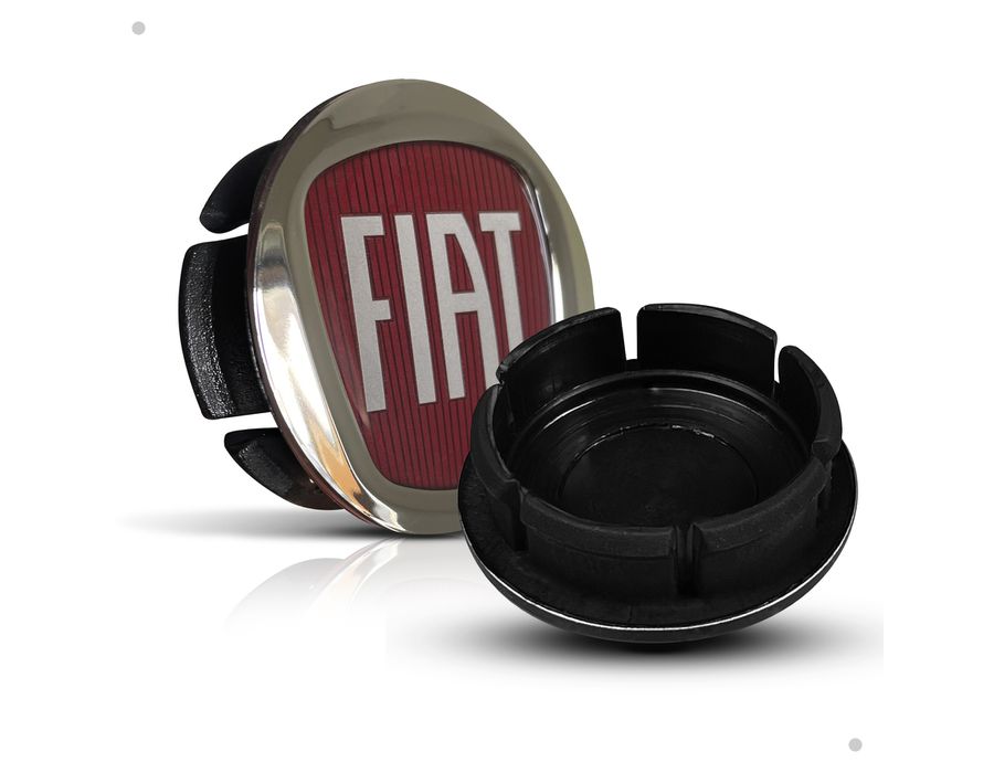 Kit 4 Calotinhas Centro de Roda Fiat Vermelha Acrílico – Encaixe Perfeito + Estilo Original nas Rodas
