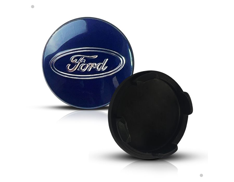 Kit 4 Calotinhas Centro de Roda Ford Azul - Encaixe Perfeito + Estilo Original nas Rodas
