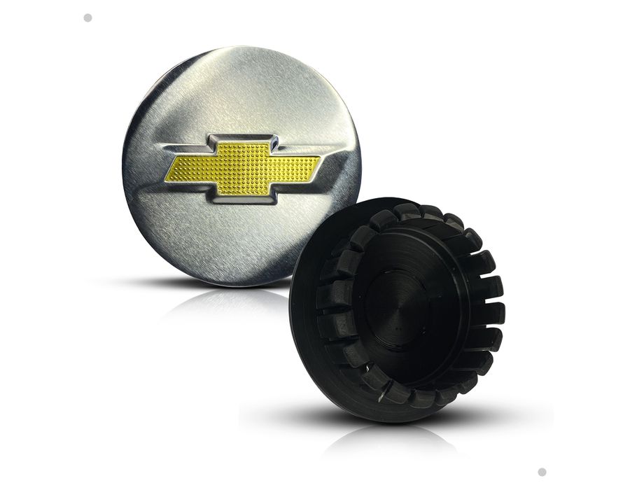 Kit 4 Calotinhas Miolo Centro Roda GM Cruze/Sonic/Tracker Prata Escovado com Emblema