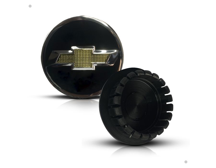 Kit 4 Calotinhas Miolo Centro Roda GM Cruze/Sonic/Tracker Preto com Emblema Dourado