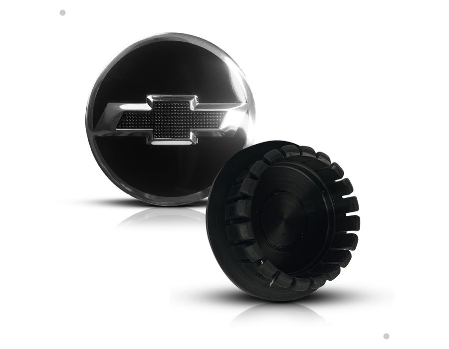 Kit 4 Calotinhas Miolo Centro Roda GM Cruze/Sonic/Tracker com Emblema Preto Camaro
