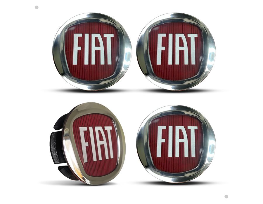 Kit 4 Calotinhas Centro de Roda Fiat Vermelha Acrílico – Encaixe Perfeito + Estilo Original nas Rodas