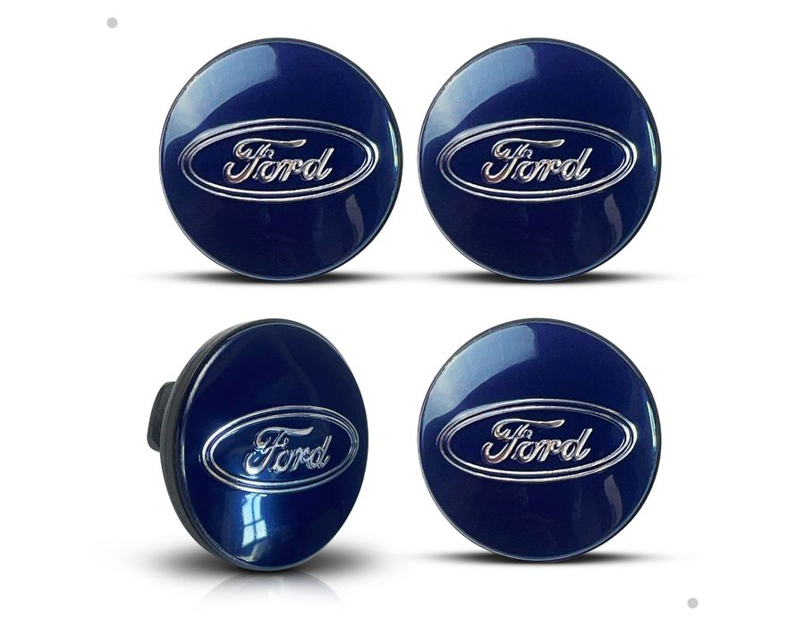 Kit 4 Calotinhas Centro de Roda Ford Azul - Encaixe Perfeito + Estilo Original nas Rodas