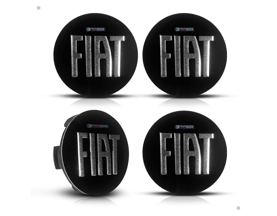 Kit 4 Calotinhas Centro de Roda Fiat Toro Preto Repuxo – Encaixe Preciso + Visual Original Fiat